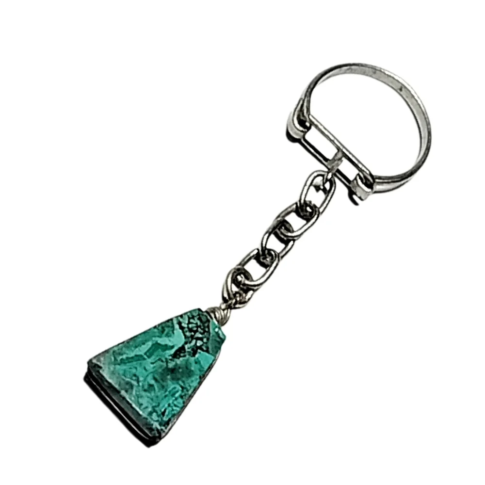 Green Stone Keyholder | Silver Tone Chain | Natural Stone Look